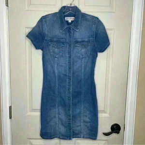 Idyllwind Denim Pearl Snap Button-Up Mini Dress Sz XS